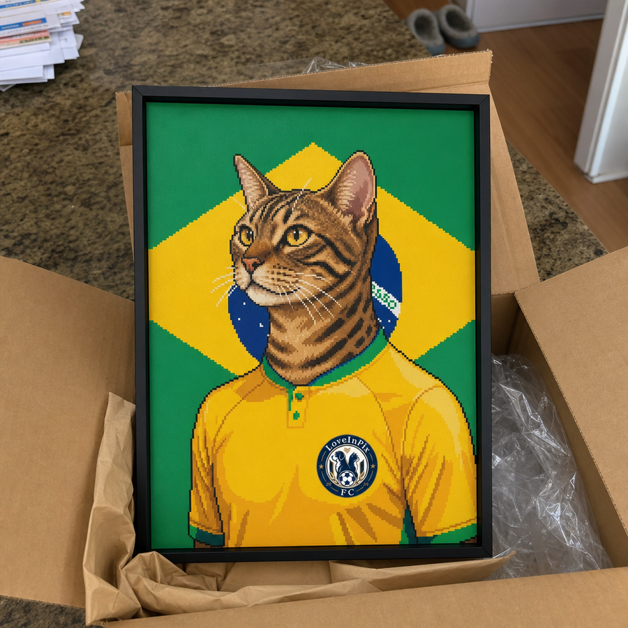 Brazil-Inspired Custom Pixel Pet Portrait
