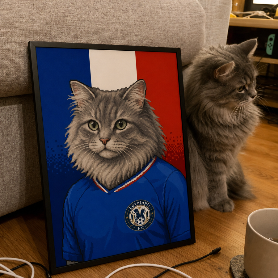 France Custom Pixel Pet Portrait